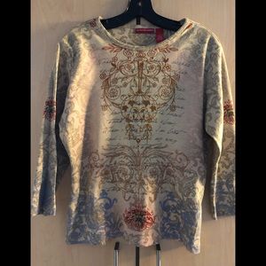 Gloria Vanderbilt, L, 3/4 sleeve, Cotton